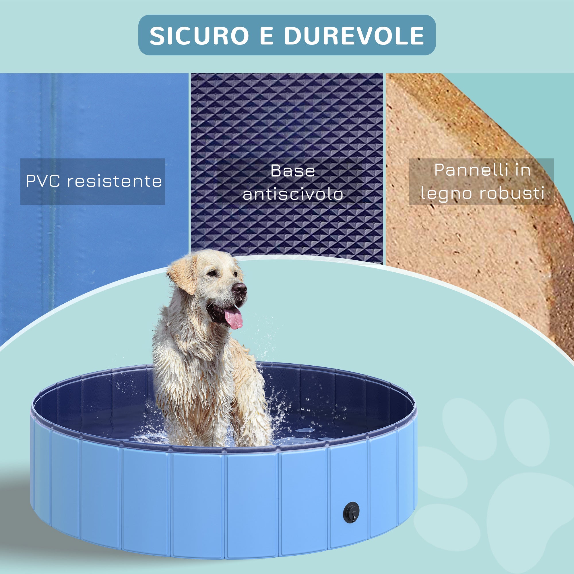 Piscina per Animali Domestici in Plastica Bordo Stabile 120x30 cm Blu