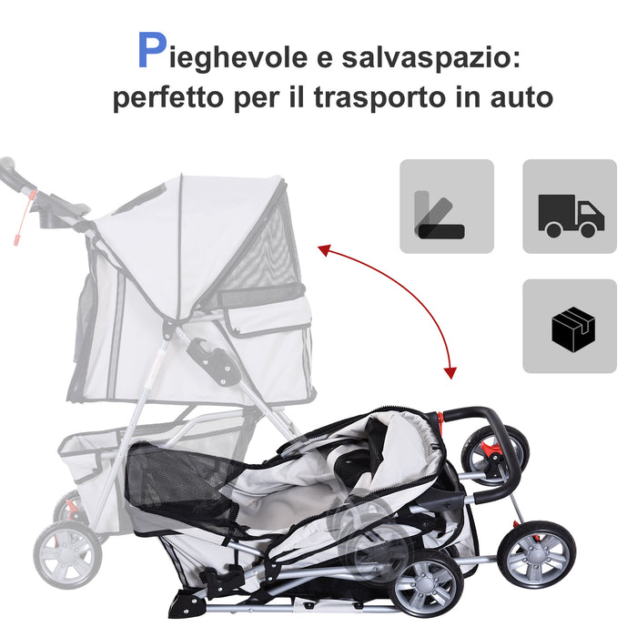 Passeggino per Canii Pieghevole Grigio 75x45x97 cm