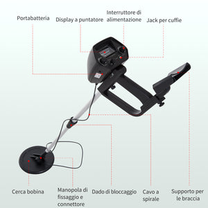 Metal Detector Impermeabile con Sistema di Discriminazione e Attacco per Cuffia