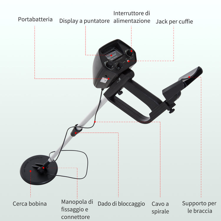 Metal Detector Impermeabile con Sistema di Discriminazione e Attacco per Cuffia