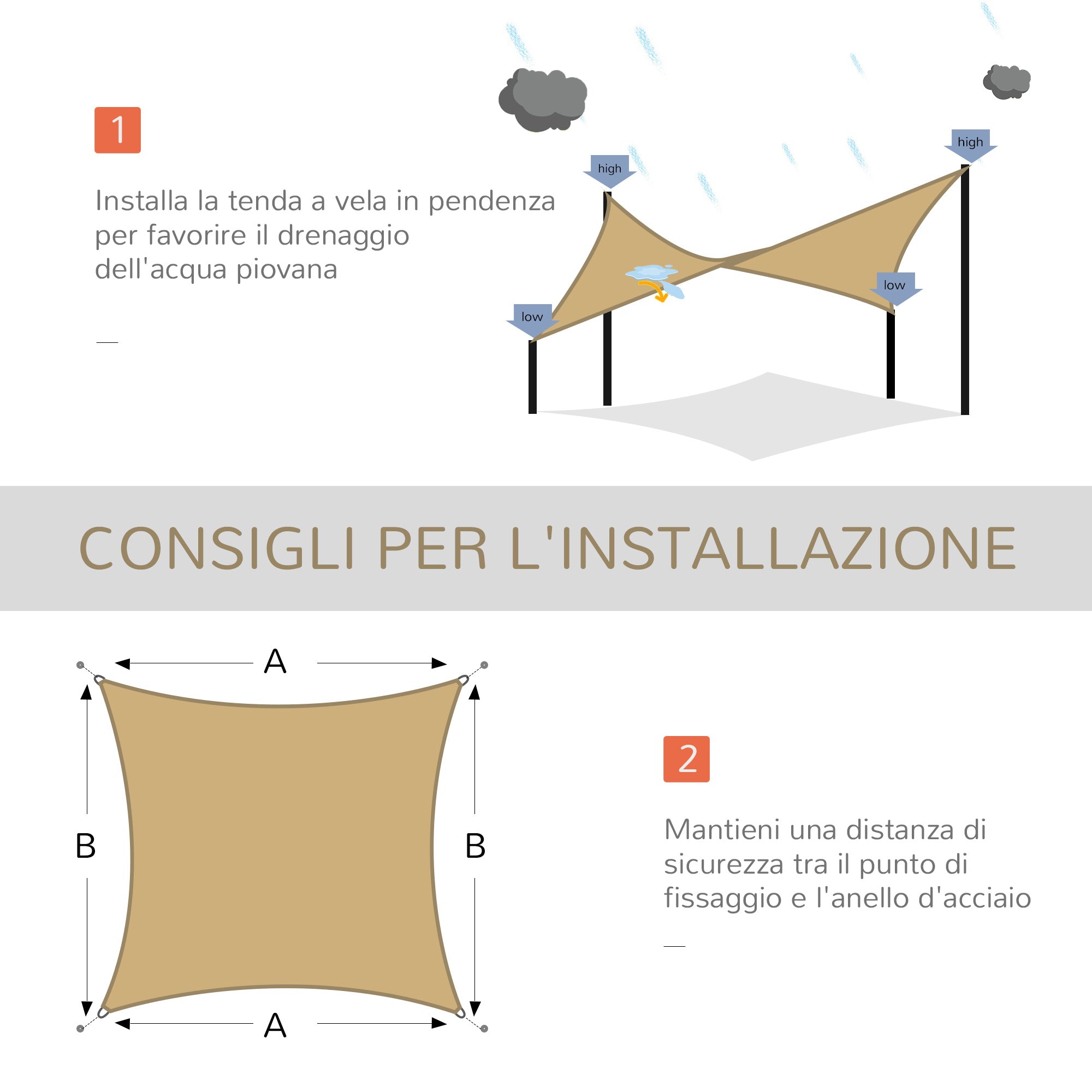 Tenda Vela da Giardino 4x6m in PE Sabbia