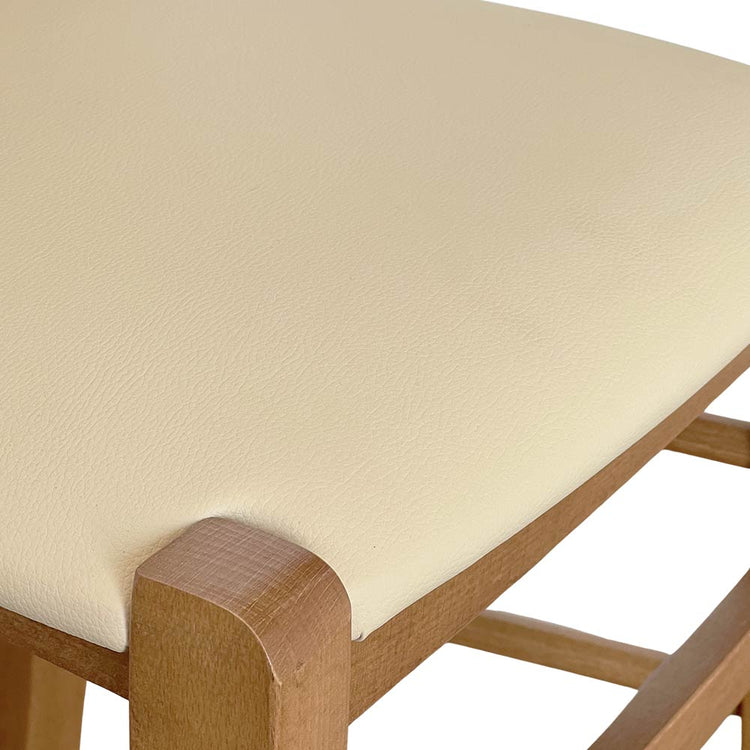 Sedia legno paesana noce chiaro con seduta similpelle beige