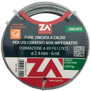 cavetto acciaio zincato antigiro 133f diam.4 mt 25 1722