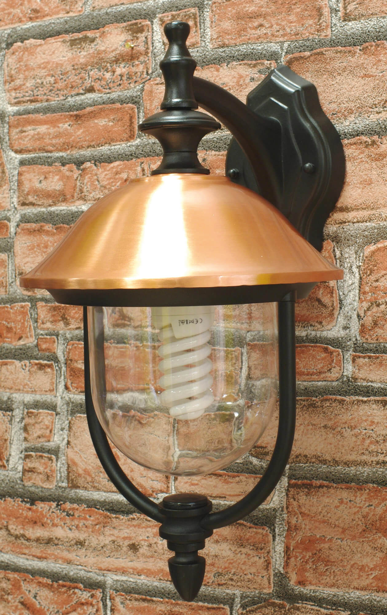 Lampada Lanterna da Parete 60W Bauer Copper Nero e Rame