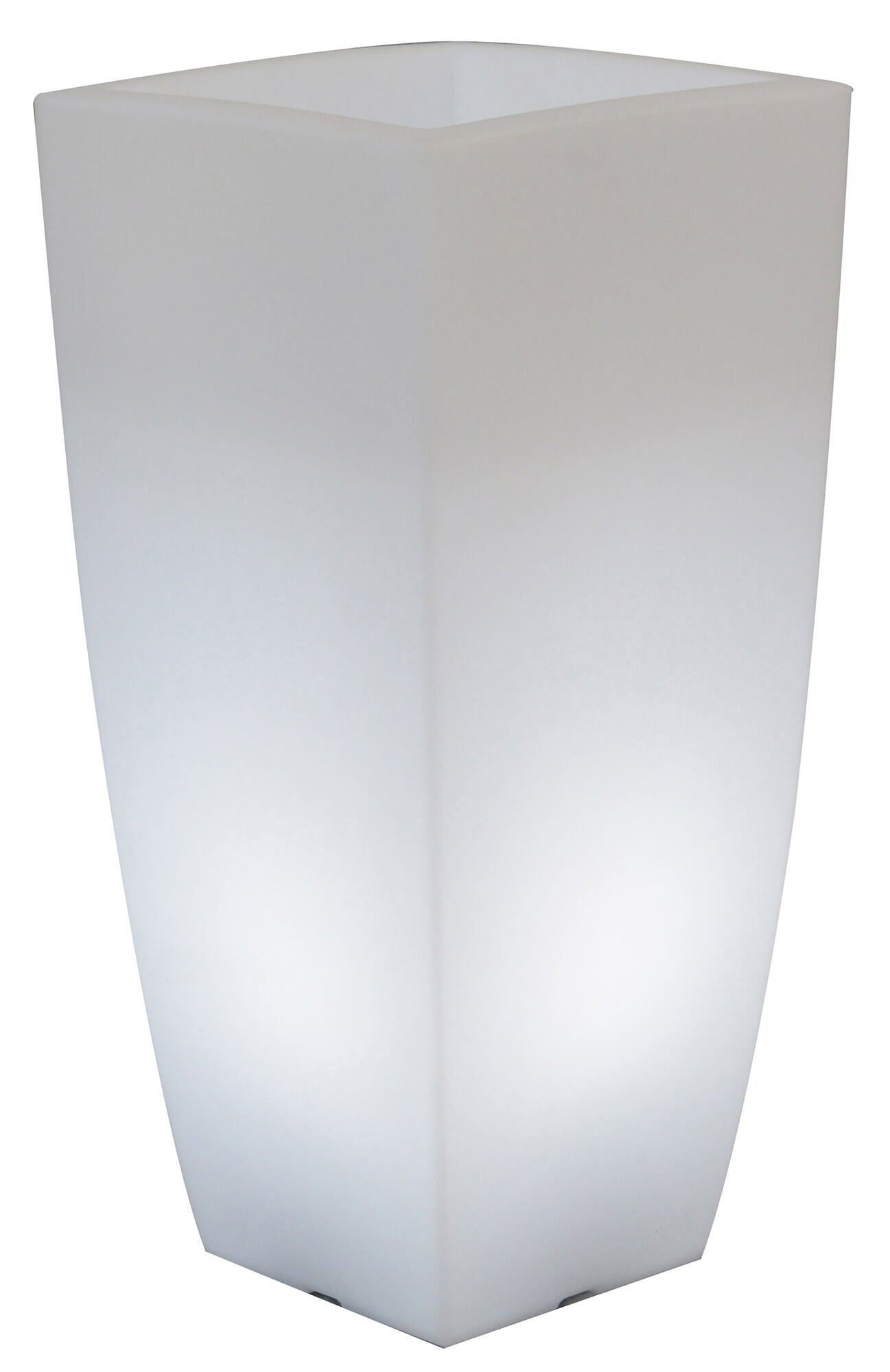 Vaso Luminoso Quadrato 33x33x70 cm Bauer Home Light Ghiaccio e Bianco