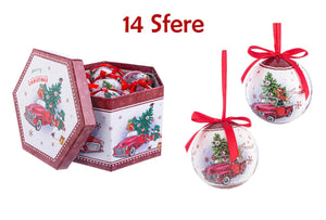 Scatola con 14 Palle di Natale Bianche Addobbi Natalizi Albero Confezione Regalo