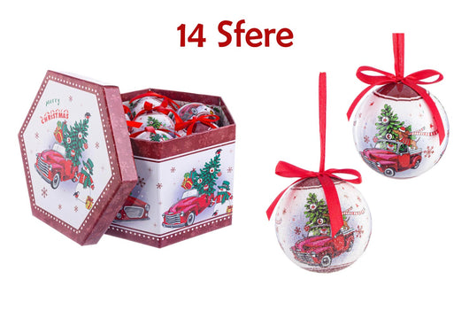 Scatola con 14 Palle di Natale Bianche Addobbi Natalizi Albero Confezione Regalo