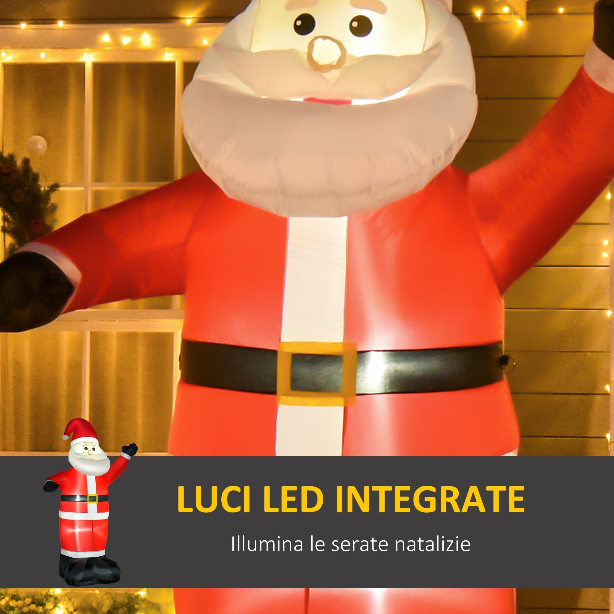 Babbo Natale Gonfiabile Luminoso con Luci LED 240 cm