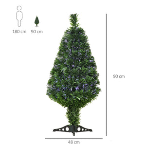 Albero di Natale Artificiale 90 cm 90 Rami in PVC e Fibra Ottica Verde