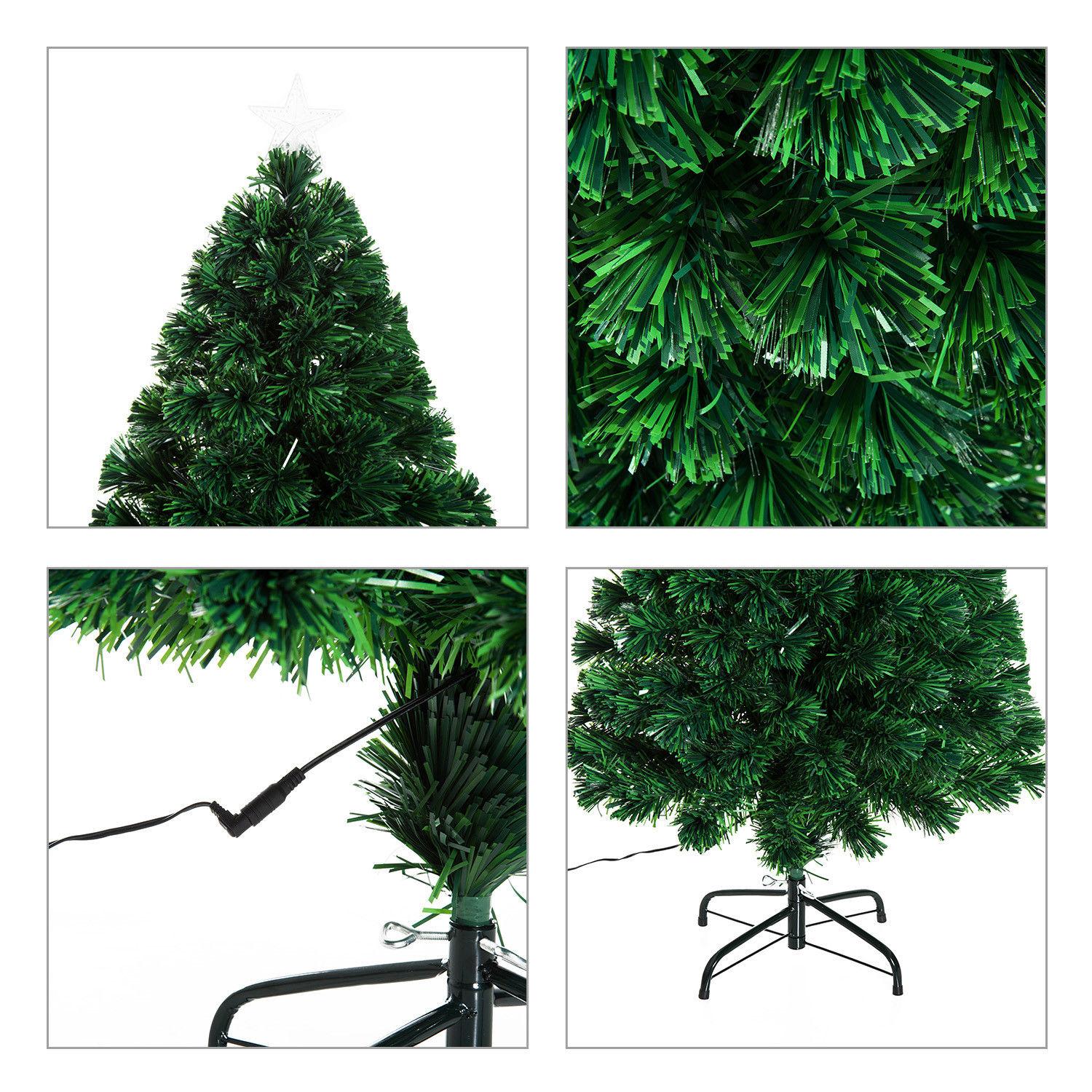 Albero di Natale Artificiale 120 cm Foltissimo in Fibra Ottica con Supporto in PVC