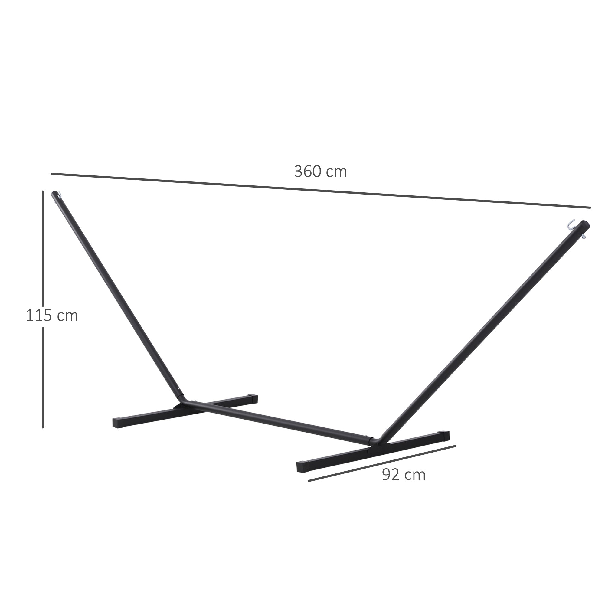 Supporto Struttura Portante per Amaca Max 150 Kg in Metallo Nero 360x92x115 cm