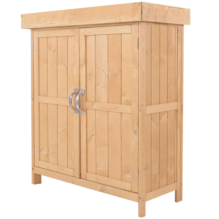 Armadio Porta Attrezzi da Giardino 2 Ripiani in Legno 74x43x88 cm