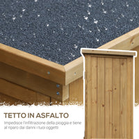 Armadio Porta Attrezzi da Giardino Impermeabile 3 Ripiani in Legno 87x46.5x160 cm