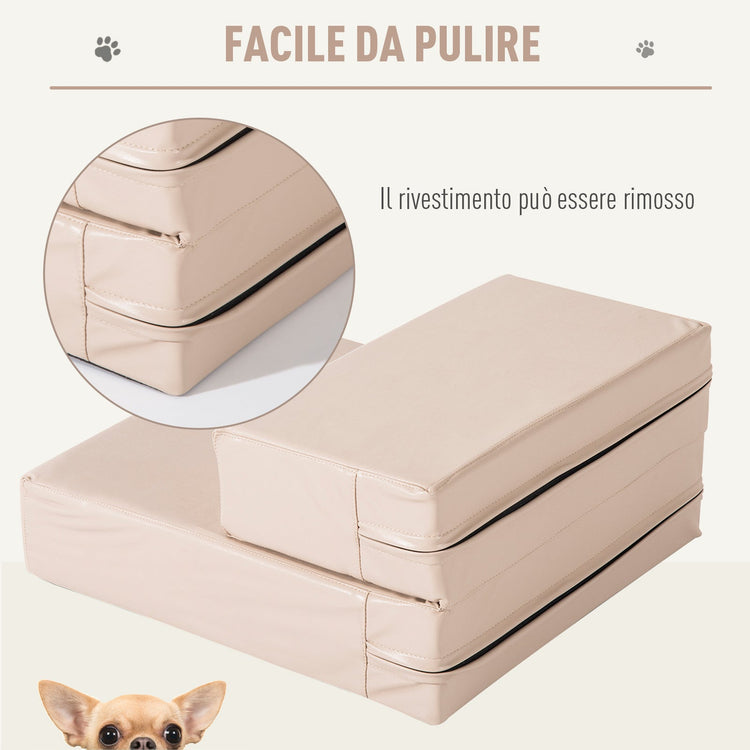 Scala Materassino 2 in 1 per Cani e Gatti Beige 67x39x10 cm