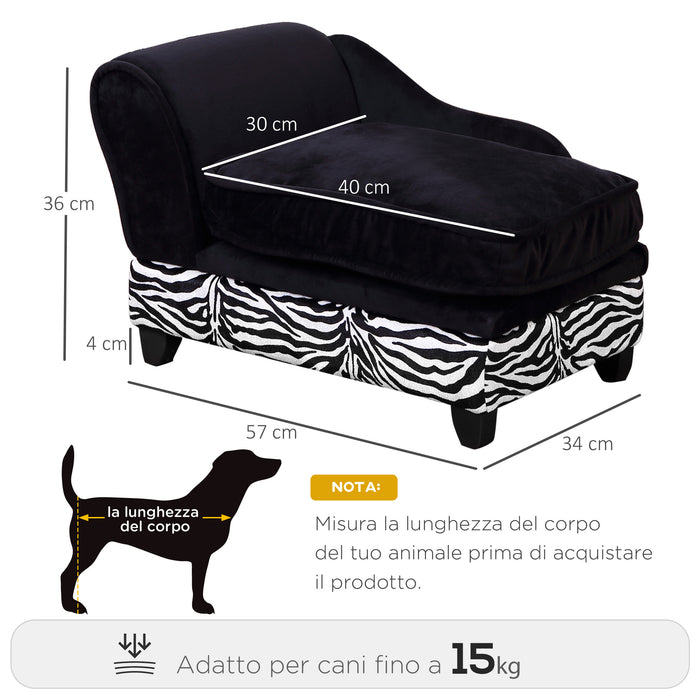 Divano per Animali Domestici con Vano Portaoggetti Nero e Bianco 57x34x36 cm