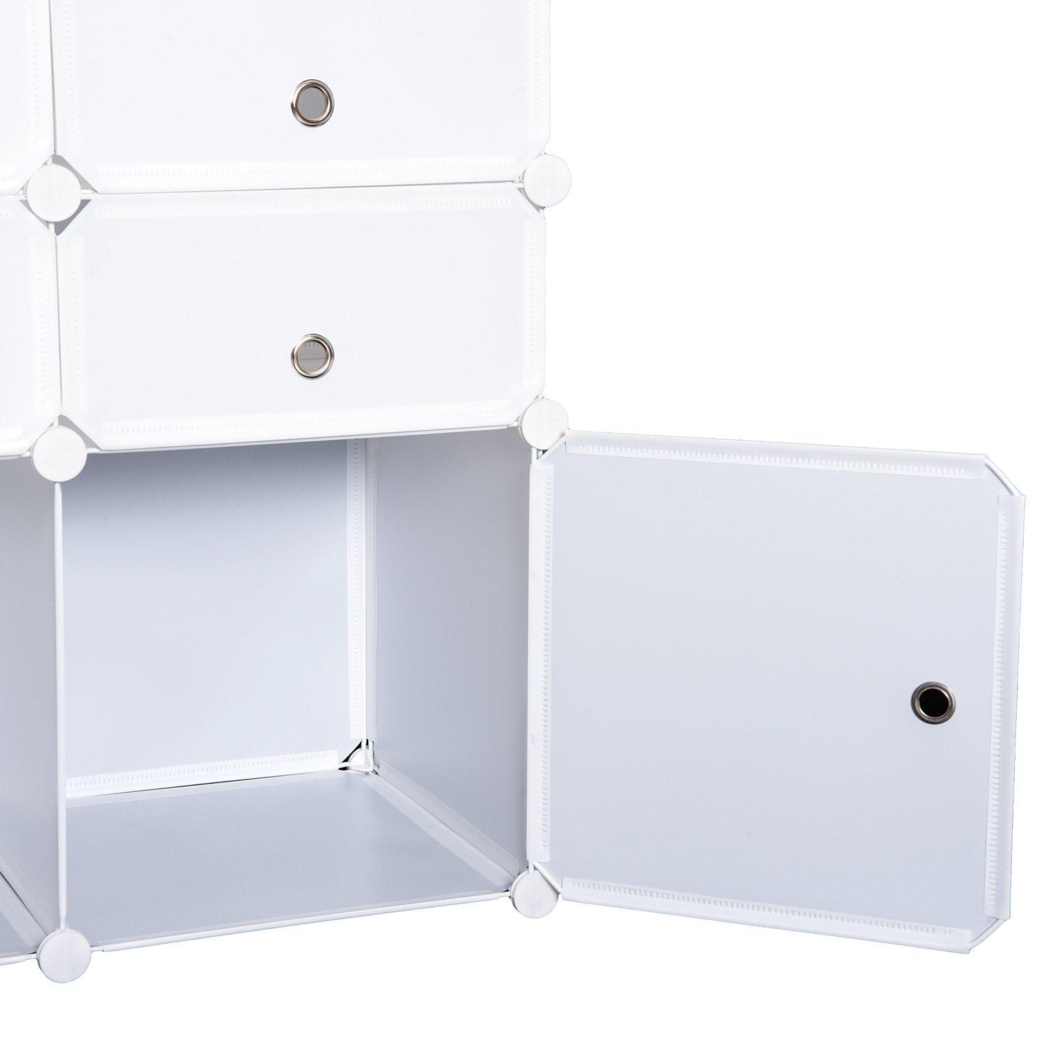 Armadio Guardaroba Scarpiera Modulare in Plastica 6 Cubi Bianco 75x37x73 cm