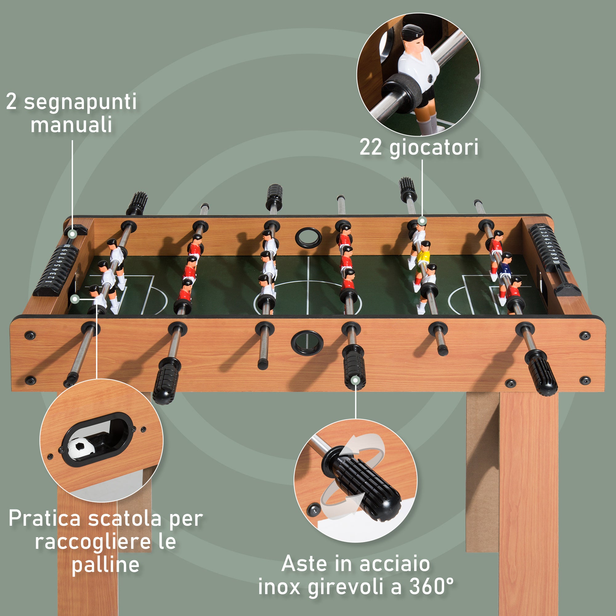 Calcio Balilla Professionale in Legno MDF 87x43x78 cm