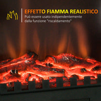 Camino Elettrico da Terra 41.5x28x54 cm 2000W Effetto Fiamma Nero