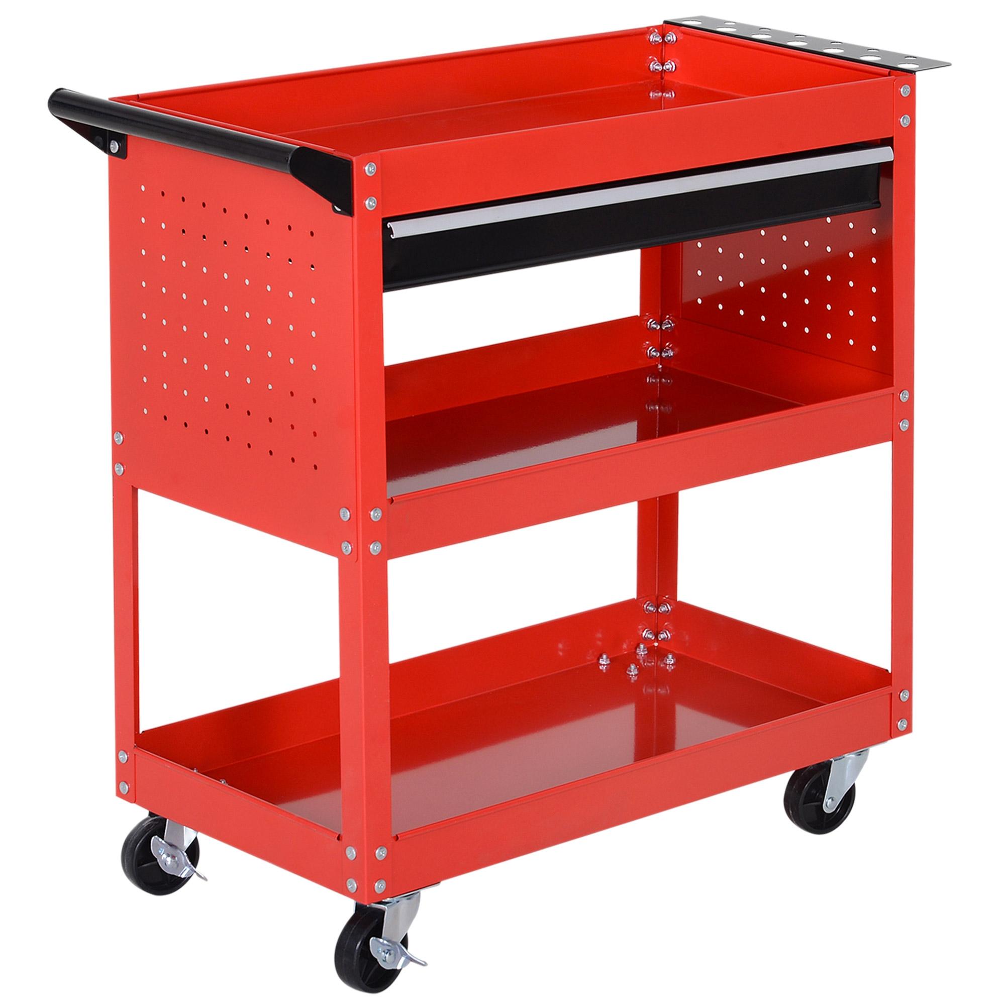 Carrello Porta Attrezzi da Officina Rosso 70x35x75.5 cm