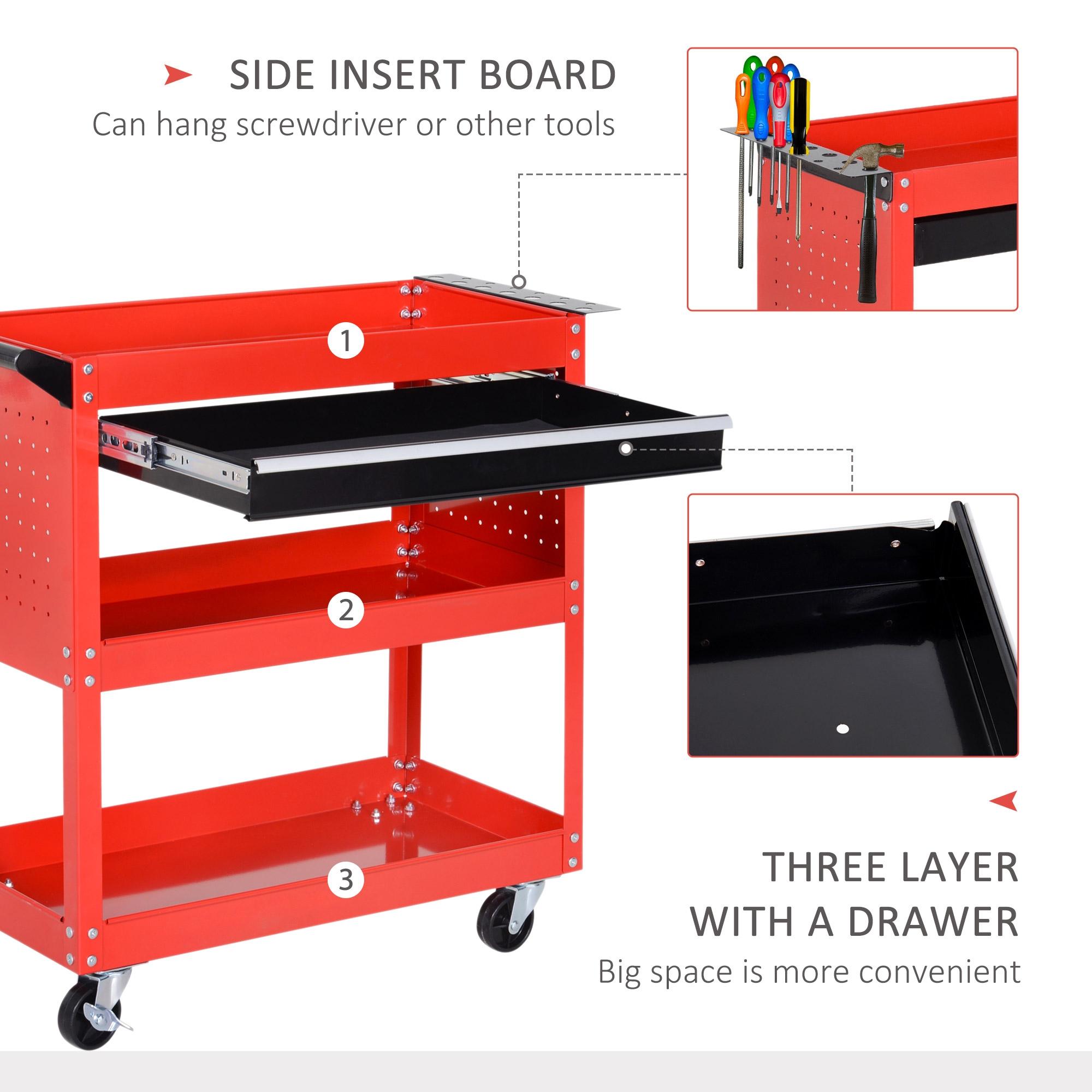 Carrello Porta Attrezzi da Officina Rosso 70x35x75.5 cm