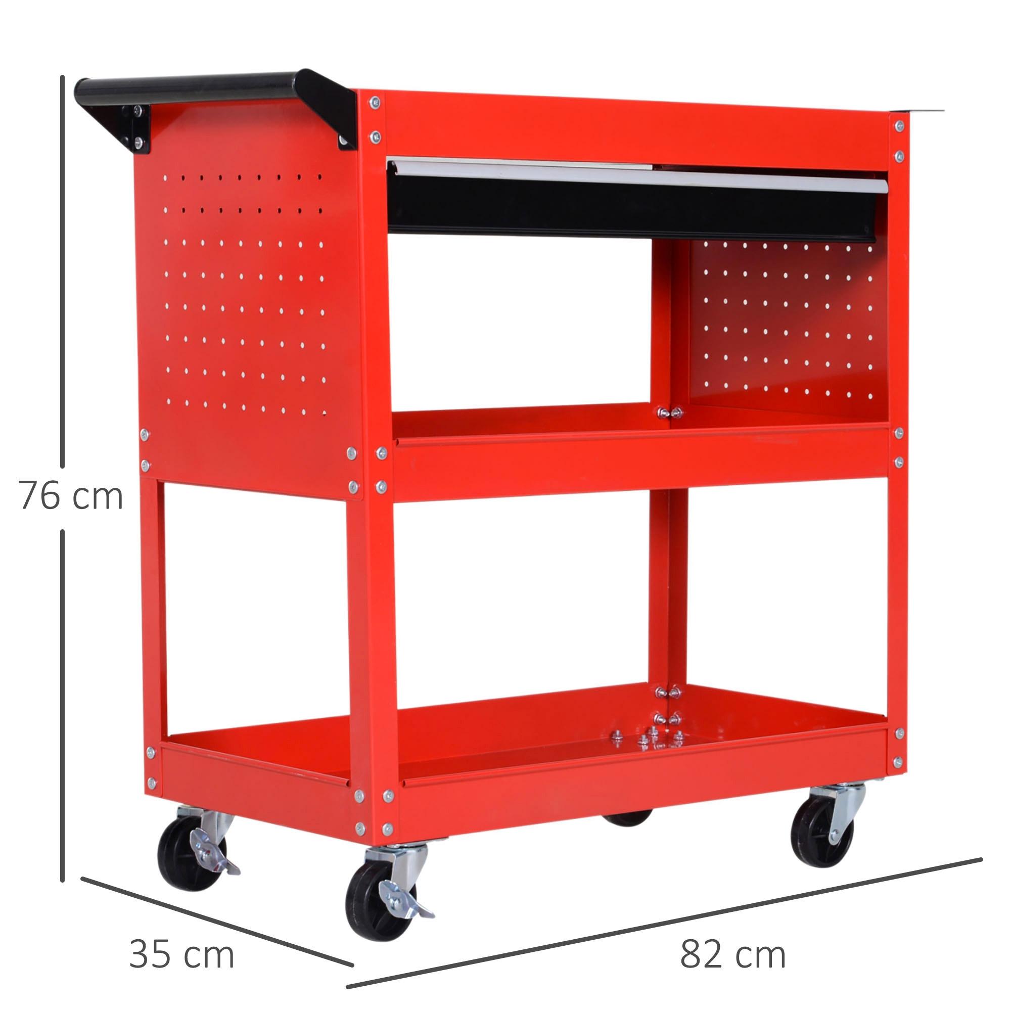 Carrello Porta Attrezzi da Officina Rosso 70x35x75.5 cm