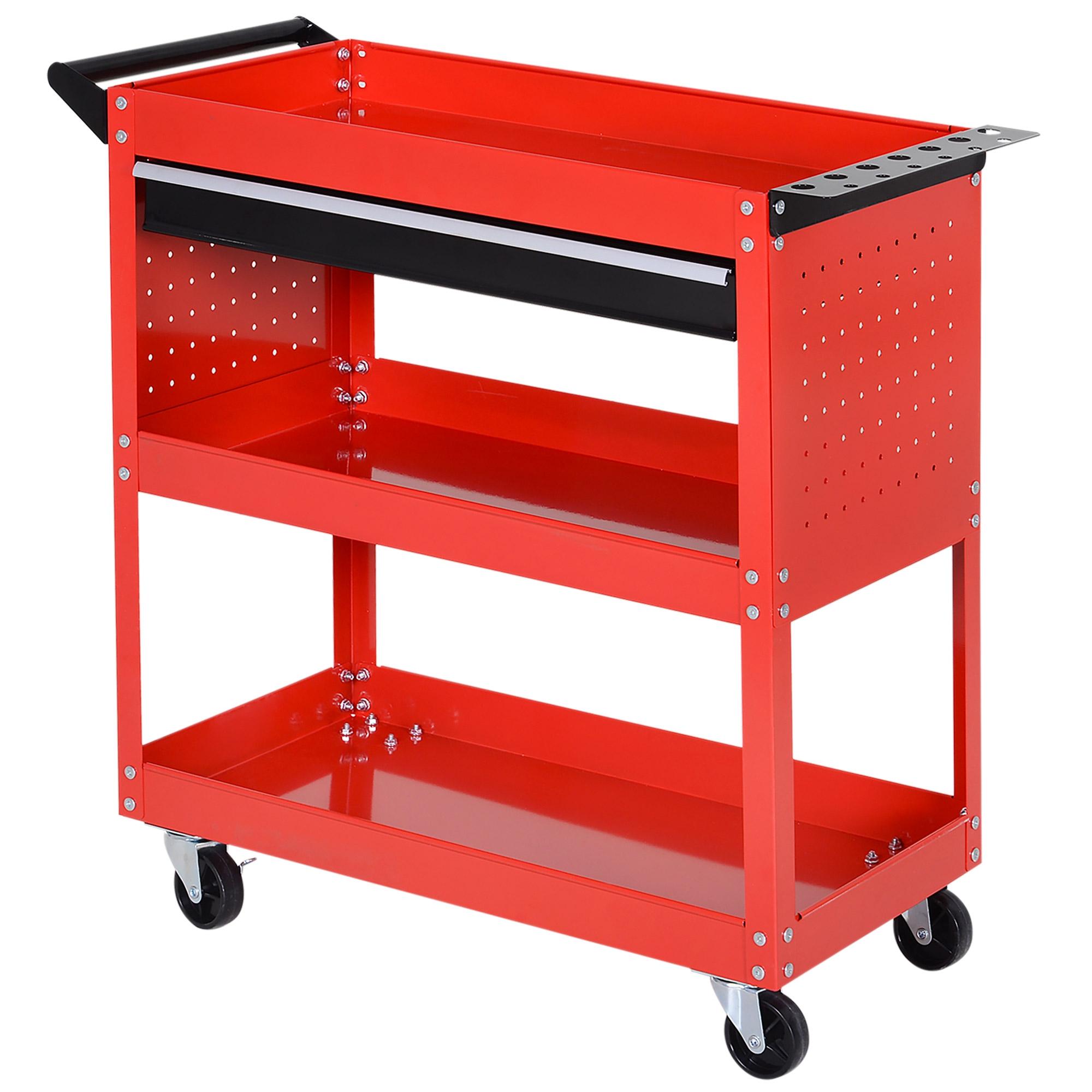 Carrello Porta Attrezzi da Officina Rosso 70x35x75.5 cm