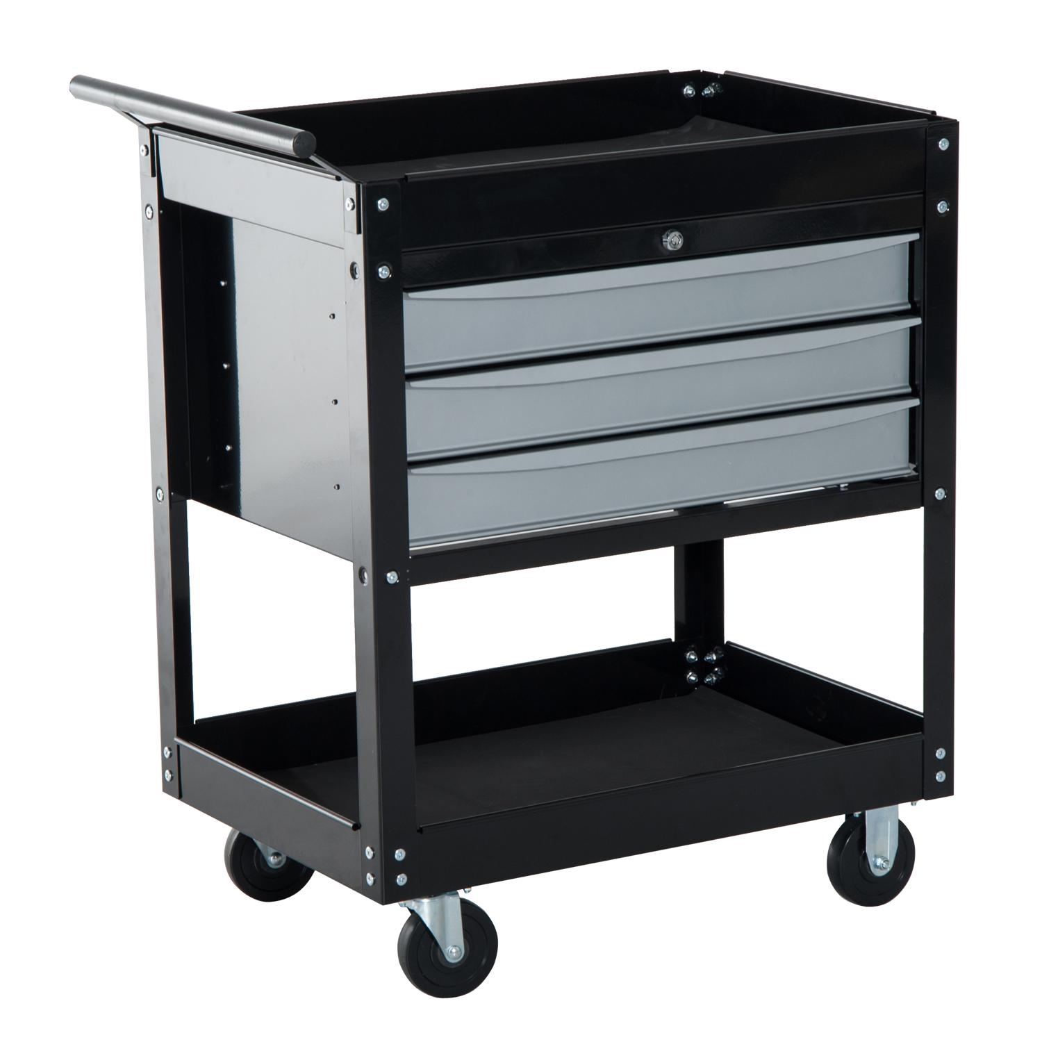 Carrello Porta Attrezzi da Officina Professionale Cassettiera in Lamiera Nero 68x46x88 cm