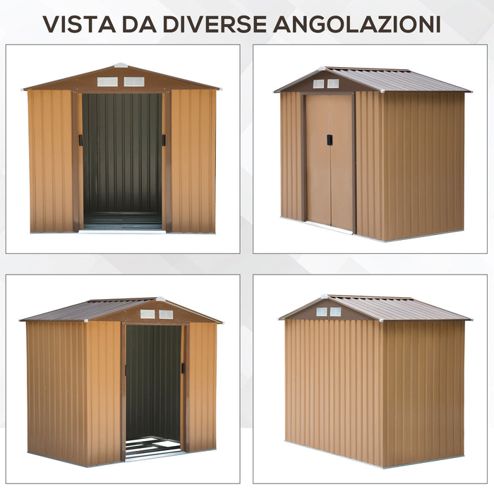 Casetta Box da Giardino in Lamiera di Acciaio Porta Utensili 213x127x185 cm