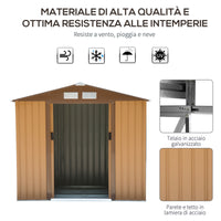 Casetta Box da Giardino in Lamiera di Acciaio Porta Utensili 213x127x185 cm