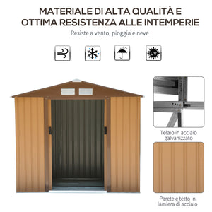 Casetta Box da Giardino in Lamiera di Acciaio Porta Utensili 213x127x185 cm