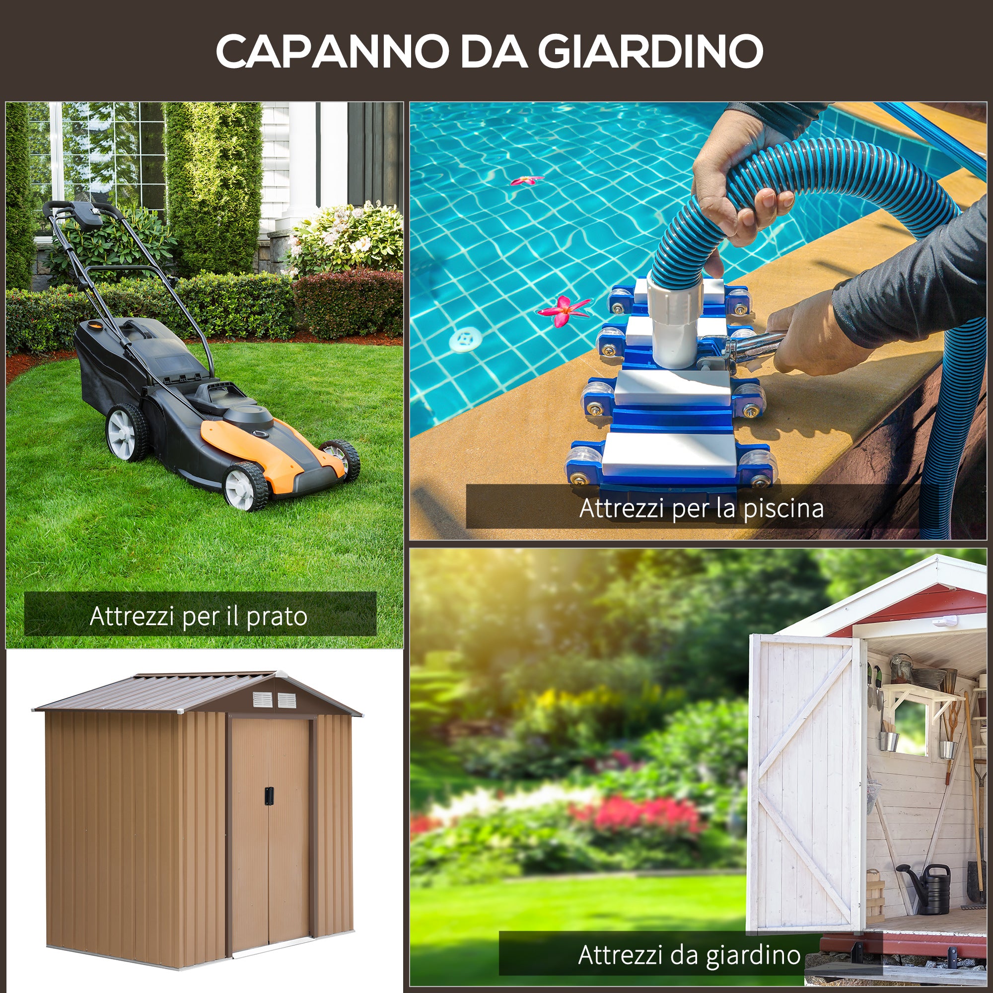 Casetta Box da Giardino in Lamiera di Acciaio Porta Utensili 213x127x185 cm