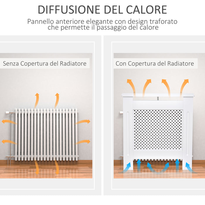 Copritermosifone in Legno a Griglia Bianco 78x82x19 cm