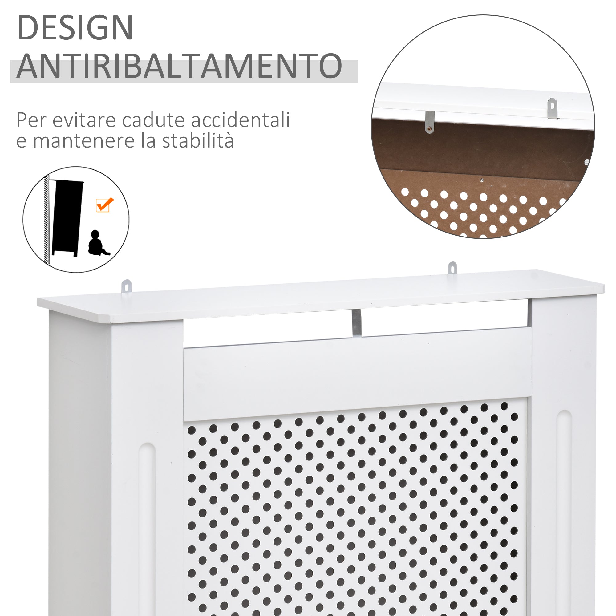 Copritermosifone in Legno a Griglia Bianco 78x82x19 cm