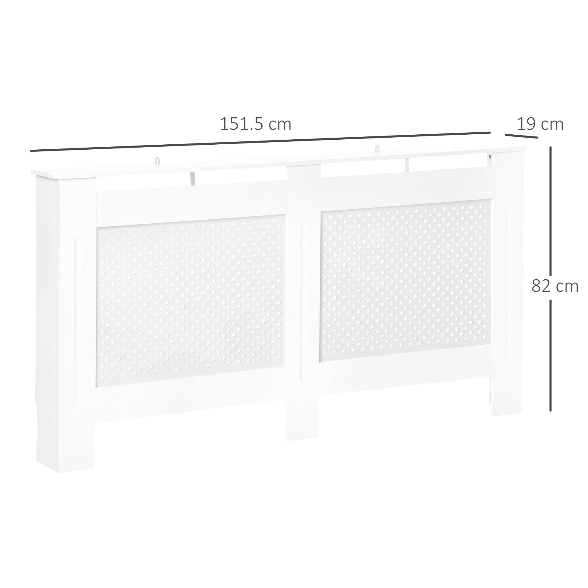 Copritermosifone in Legno a Griglia Bianco 151.5x82x19 cm