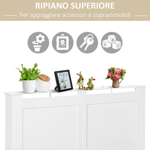 Copritermosifone in Legno a Griglia Bianco 151.5x82x19 cm