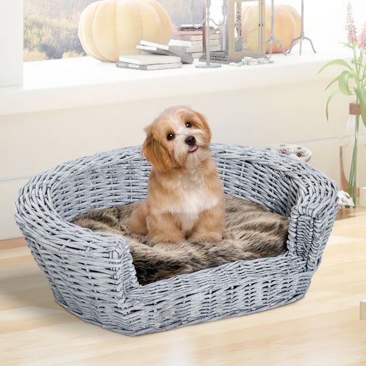 Cuccia Interno per Animali Domestici con cuscino Grigio marrone 57x46x17.5 cm