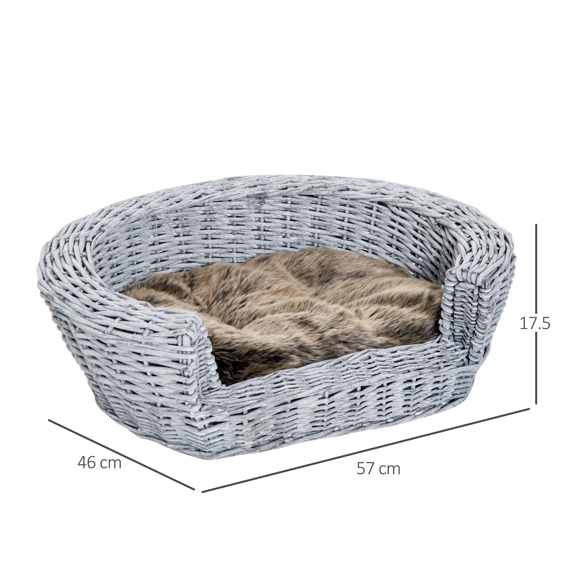 Cuccia Interno per Animali Domestici con cuscino Grigio marrone 57x46x17.5 cm