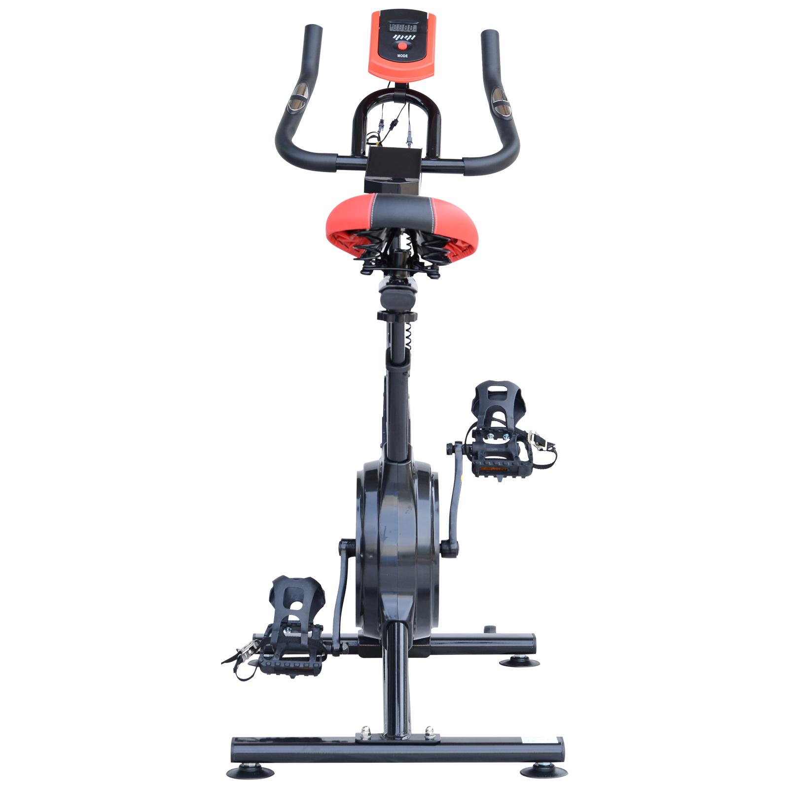 Cyclette per Allenamento Aerobico con Display LCD Nero e Rosso