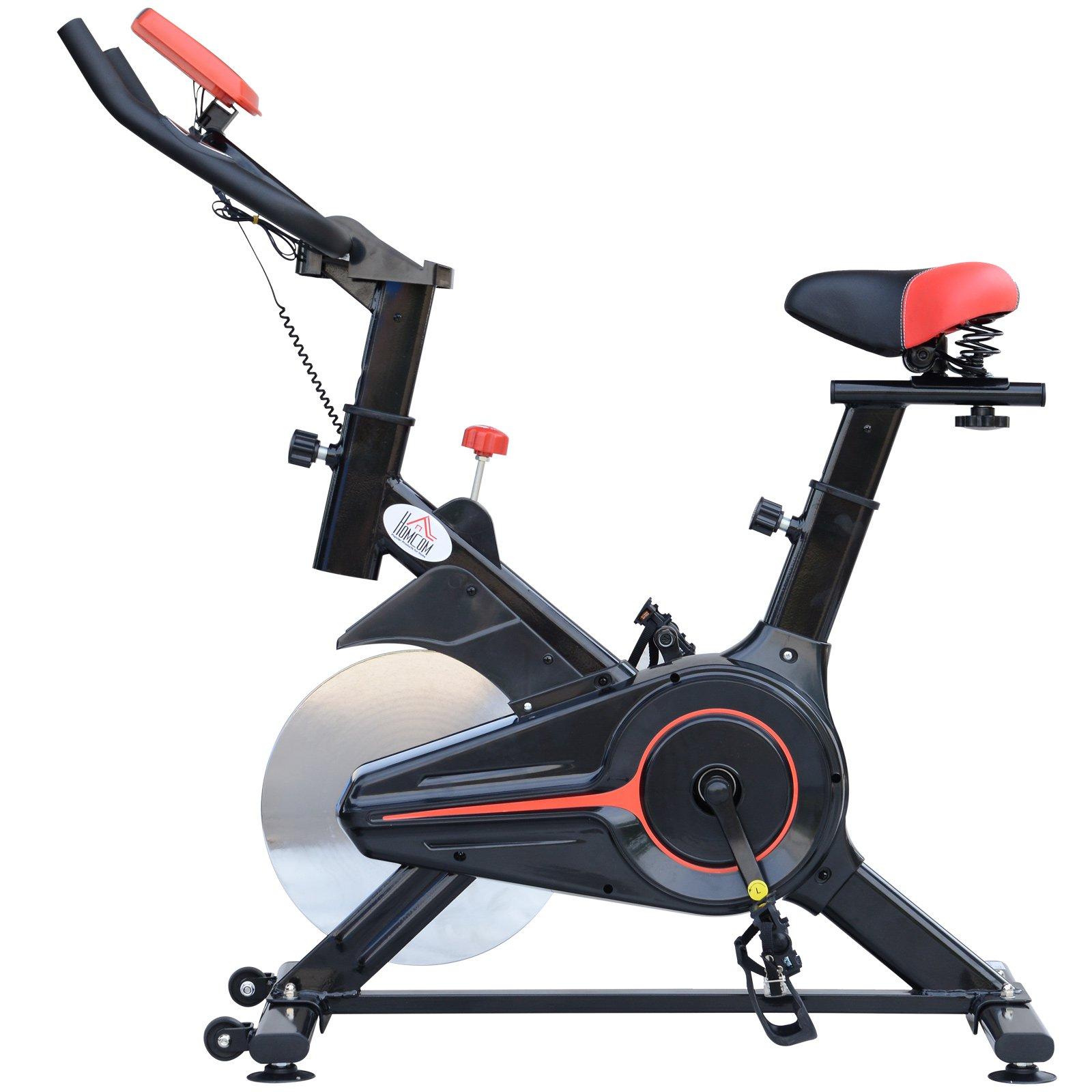 Cyclette per Allenamento Aerobico con Display LCD Nero e Rosso