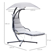 Sedia Dondolo Pensile Relax Chaise Longue di Lusso con Tettuccio Grigio