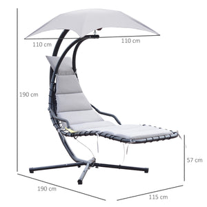 Sedia Dondolo Pensile Relax Chaise Longue di Lusso con Tettuccio Grigio