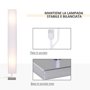 Lampada da Terra con Piantana in Tessuto Bianco