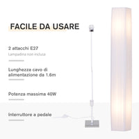 Lampada da Terra con Piantana in Tessuto Bianco