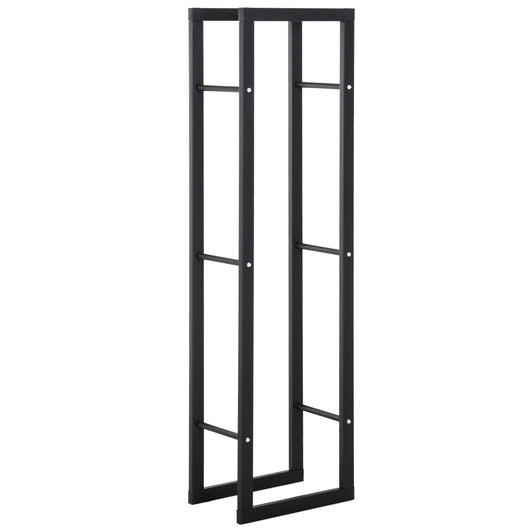 Portalegna Legnaia Verticale in Ferro 40x25x150 cm da Interno Max 100Kg  Nero