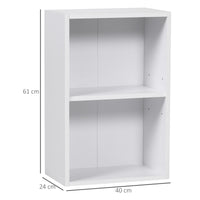 Mobiletto Libreria con Ripiano in Legno Bianco 40x24x61 cm