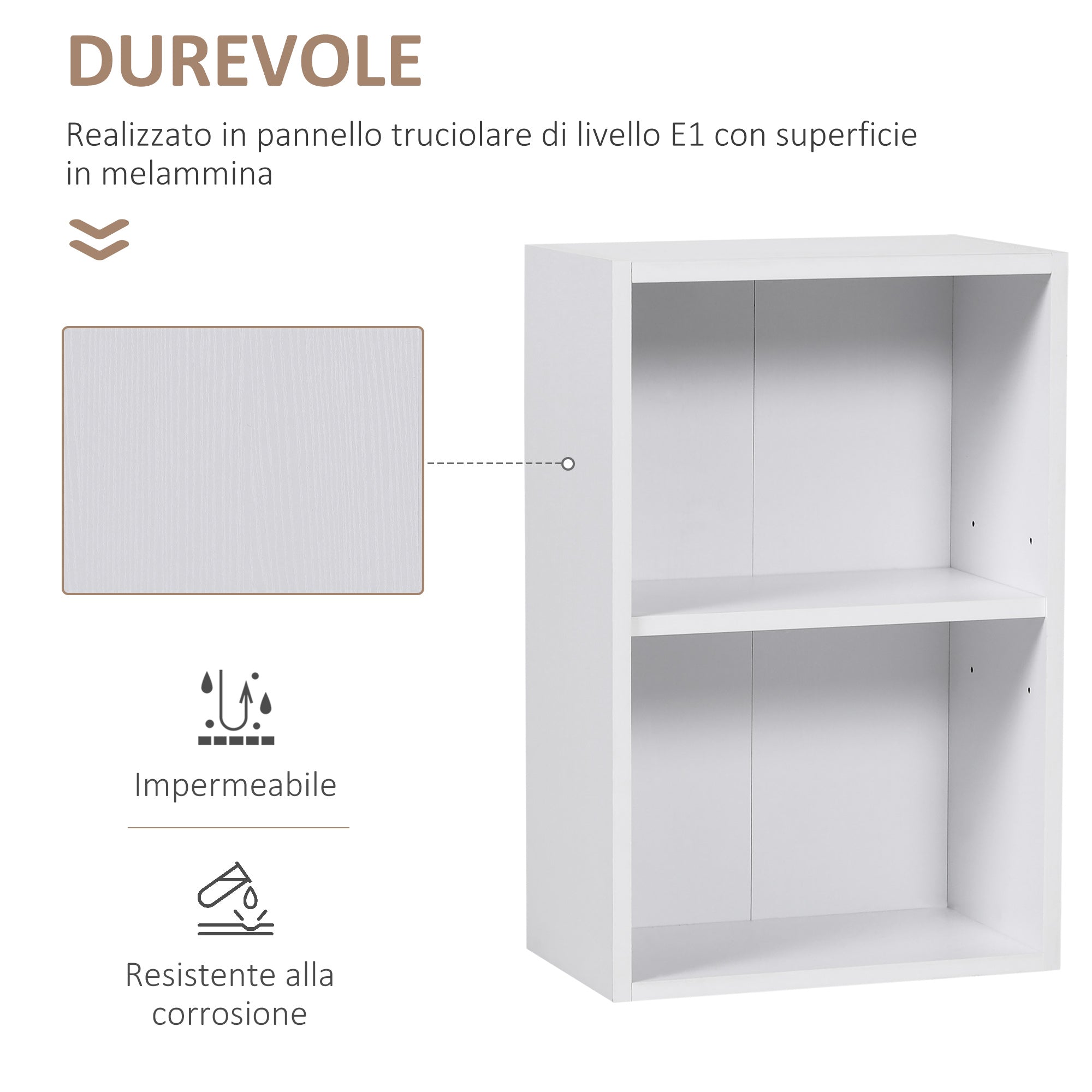 Mobiletto Libreria con Ripiano in Legno Bianco 40x24x61 cm