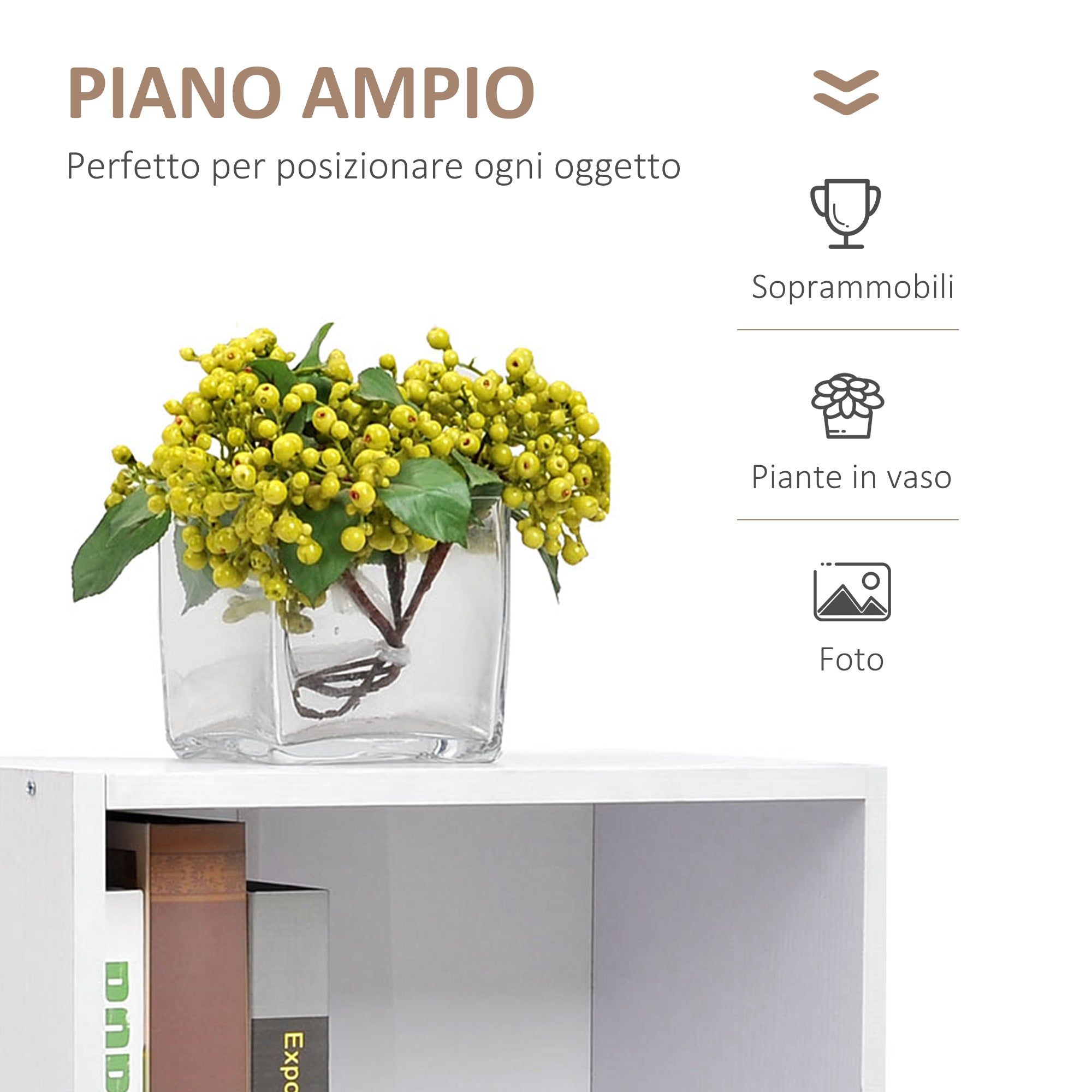 Mobiletto Libreria con Ripiano in Legno Bianco 40x24x61 cm