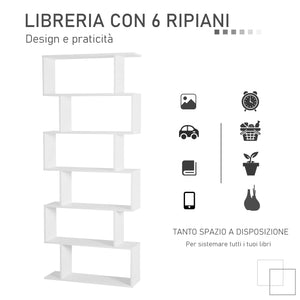 Libreria di Design Moderno Scaffale Bianco 80x23x192 cm