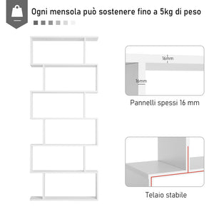 Libreria di Design Moderno Scaffale Bianco 80x23x192 cm