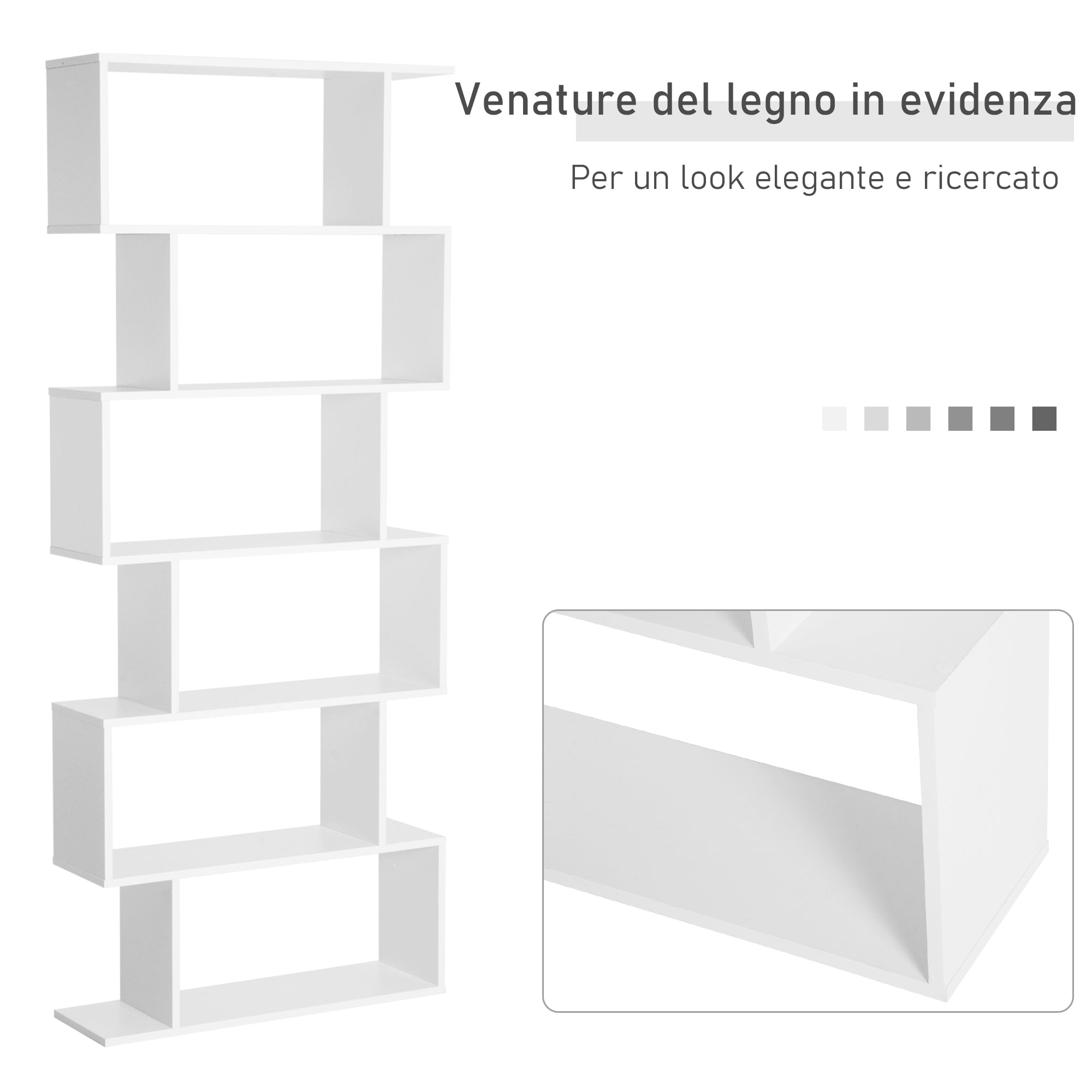 Libreria di Design Moderno Scaffale Bianco 80x23x192 cm